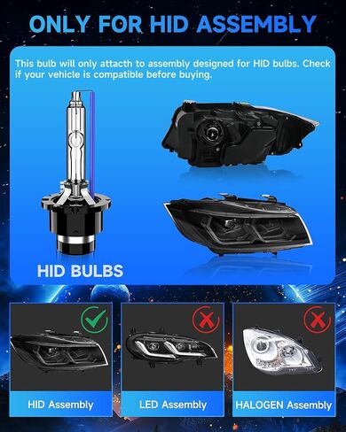 Fit for Lexus 2007-2015 ES350 LS460 GS350 GS450H 2010-2015 RX350 RX450H D4S HID Xenon Headlight Bulbs, Upgraded High Low Beam 35W Bi-Xenon Light Bulb Replace, 8000K White Blue, Pack of 2 in Saudi Arabia