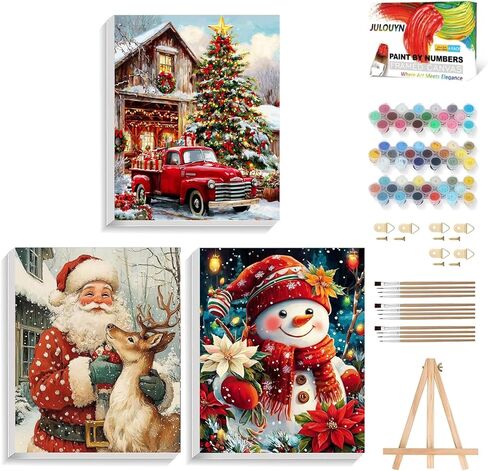 XTCIXAL 4 Pack Paint by Numbers Kit for Adults with Framed and Easel, Food Paint by Number Kits, Afternoon Tea Acrylic Oil Painting with Brushes for Home Wall Decor (8x12 Inch) in Kuwait