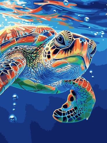 zpptAugs Paint by Numbers Kit for Adults Beginners，Sea Turtle Acrylic Adult Paint by Number Kits on Canvas,Digital Oil Number Painting Kits for Home Decor Gift 12"x16"(Without Frame) in Kuwait