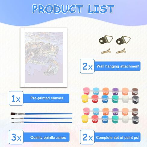 zpptAugs Paint by Numbers Kit for Adults Beginners，Sea Turtle Acrylic Adult Paint by Number Kits on Canvas,Digital Oil Number Painting Kits for Home Decor Gift 12"x16"(Without Frame) in Kuwait