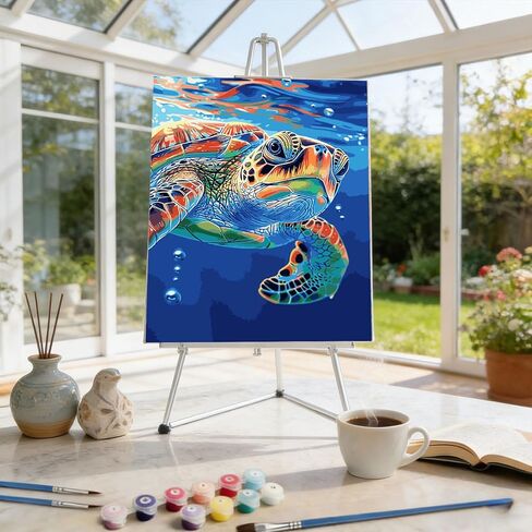 zpptAugs Paint by Numbers Kit for Adults Beginners，Sea Turtle Acrylic Adult Paint by Number Kits on Canvas,Digital Oil Number Painting Kits for Home Decor Gift 12"x16"(Without Frame) in Kuwait