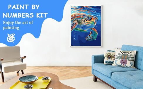 zpptAugs Paint by Numbers Kit for Adults Beginners，Sea Turtle Acrylic Adult Paint by Number Kits on Canvas,Digital Oil Number Painting Kits for Home Decor Gift 12"x16"(Without Frame) in Kuwait