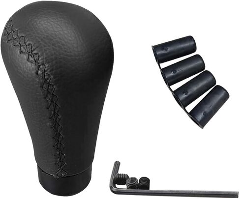 Universal Leather Car Gear Shift Knob, Manual Transmission Shifter Stick Handle Replacement, Auto Shifting Lever Head Interior Accessories with Adapters for Most Vehicles (Black) in Kuwait