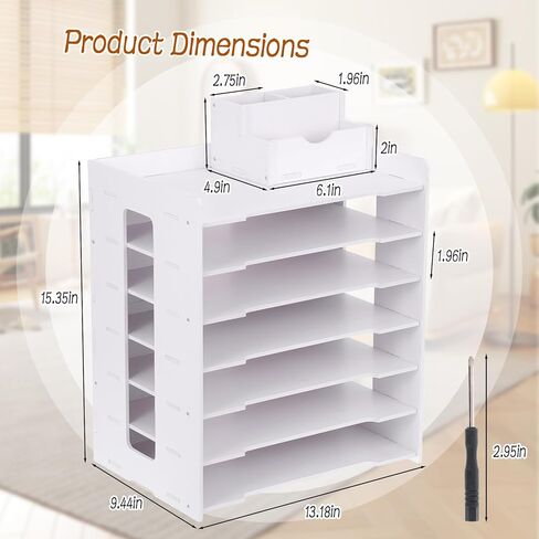 Vinyl Roll Holder, 6 Tier Countertop Cabinet Vinyl Roll Storage Organizer, Holds Over 60 Vinyl Rolls Dust-Reduced Paper Roll Organizer Rack for Craft Room Classroom Home DIY in Saudi Arabia
