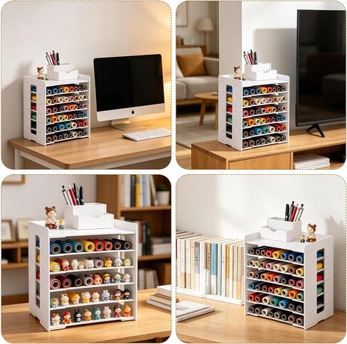 Vinyl Roll Holder, 6 Tier Countertop Cabinet Vinyl Roll Storage Organizer, Holds Over 60 Vinyl Rolls Dust-Reduced Paper Roll Organizer Rack for Craft Room Classroom Home DIY in Saudi Arabia