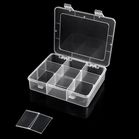 9 Grids Plastic Organizer Box Organizer Box with Dividers Embroidery Floss-Organizer Button Nail Boxes for Press Ons Multi Compartment Storage Boxes for Crafts Earrings Screws Pins Parts Electronics in Kuwait