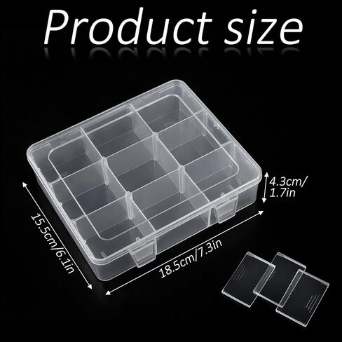 9 Grids Plastic Organizer Box Organizer Box with Dividers Embroidery Floss-Organizer Button Nail Boxes for Press Ons Multi Compartment Storage Boxes for Crafts Earrings Screws Pins Parts Electronics in Kuwait