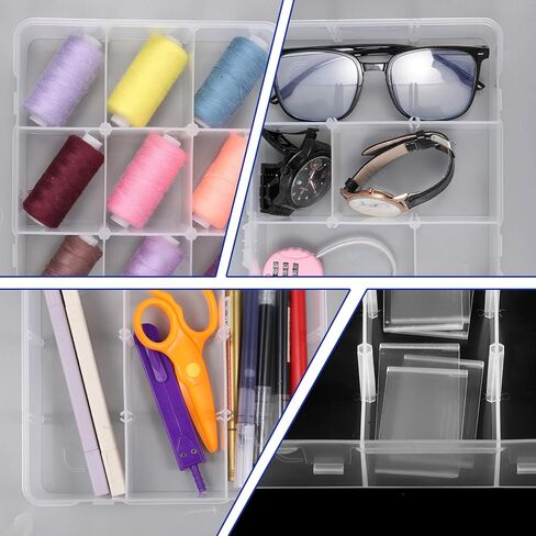 9 Grids Plastic Organizer Box Organizer Box with Dividers Embroidery Floss-Organizer Button Nail Boxes for Press Ons Multi Compartment Storage Boxes for Crafts Earrings Screws Pins Parts Electronics in Kuwait