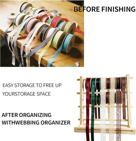 منظم الحرف الخشبية 15.75 بوصة، رف تخزين حامل بكرة الشريط لفات الشريط، خيط الكروشيه، شبكة إكليل ولوازم الحرف اليدوية، منظم سطح المكتب لغرفة الحرف اليدوية in Kuwait