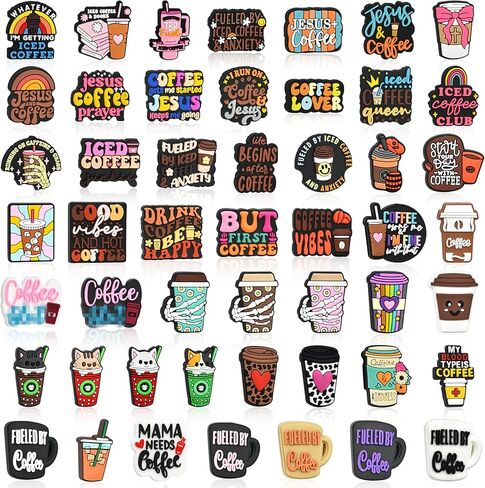 Silicone Coffee Focal Beads Bulk 50PCS Different Coffee Focal Beads for Pens/Necklace/Keychains/Bracelets Women Teens Gifts in Saudi Arabia