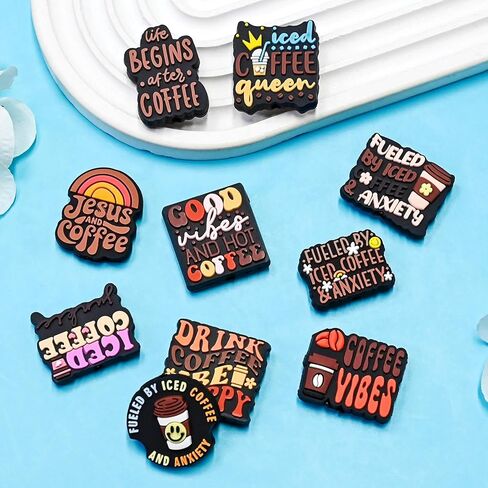 Silicone Coffee Focal Beads Bulk 50PCS Different Coffee Focal Beads for Pens/Necklace/Keychains/Bracelets Women Teens Gifts in Saudi Arabia
