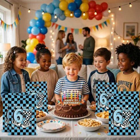 50 PCS 67 Party Favors Gift Bags, Funny I Was 6 Now I’m 7 Meme Goodie Bags with Handles, Black and Blue Plaid Print 6 7 Birthday Decorations Bags for 7th Birthday Party Candy Treats & Celebration Supplies in Saudi Arabia