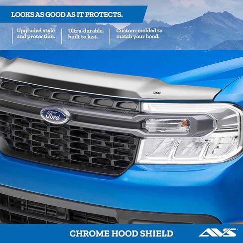 Auto Ventshade [AVS] Chrome Hood Shield / Protector | Fits 2015 - 2022 GMC Canyon | Medium Profile Bug Deflector - 1 pc., Chrome | 680556 in Kuwait