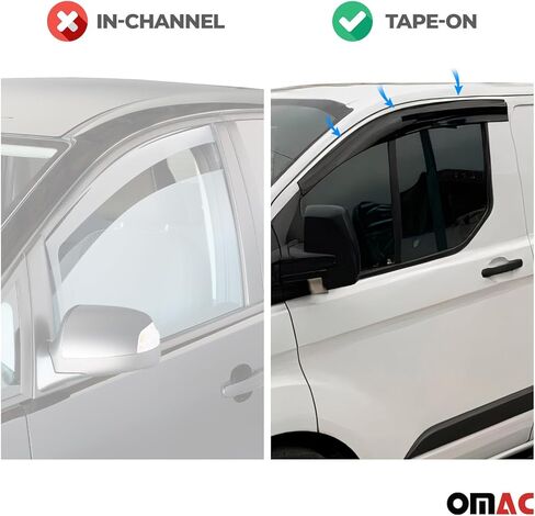 OMAC Window Visor Vent Rain Deflector for Ford Transit Connect 2010-2013 Smoke 2 Pcs in Kuwait