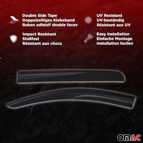OMAC Window Visor Vent Rain Deflector for Ford Transit Connect 2010-2013 Smoke 2 Pcs in Kuwait