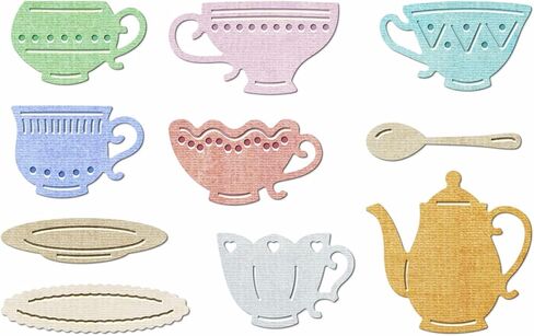 Cup Teapot Set Metal Cutting Dies for Card Making, Paper Embossing Die Cuts Kit Templates, Storage Pockets Supplies, Photo Frame Album DIY Scrapbooking Stencils Sets in Kuwait