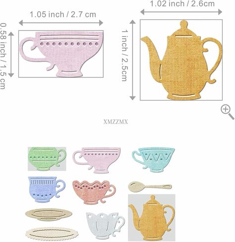 Cup Teapot Set Metal Cutting Dies for Card Making, Paper Embossing Die Cuts Kit Templates, Storage Pockets Supplies, Photo Frame Album DIY Scrapbooking Stencils Sets in Kuwait