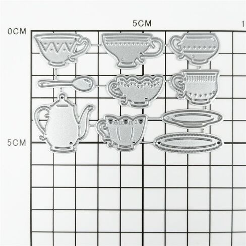 Cup Teapot Set Metal Cutting Dies for Card Making, Paper Embossing Die Cuts Kit Templates, Storage Pockets Supplies, Photo Frame Album DIY Scrapbooking Stencils Sets in Kuwait