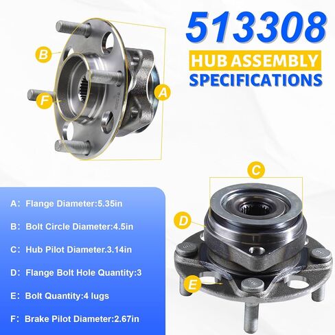 513308 Front Wheel Bearing Hub Assembly with 4 Lug Compatible with Nissan Versa 2007-2011 in Kuwait