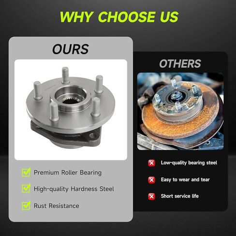 UIU Front Wheel Bearing Hub Assembly 5 Lug Compatible with Chevy Cavalier 2.2L 1990-2005,Cavalier 2.8L 1985-1994, Cavalier 3.1L 1990-1994,Pontiac Sunfire 2.2L 1995-2005 & More Replace 513017K in Saudi Arabia