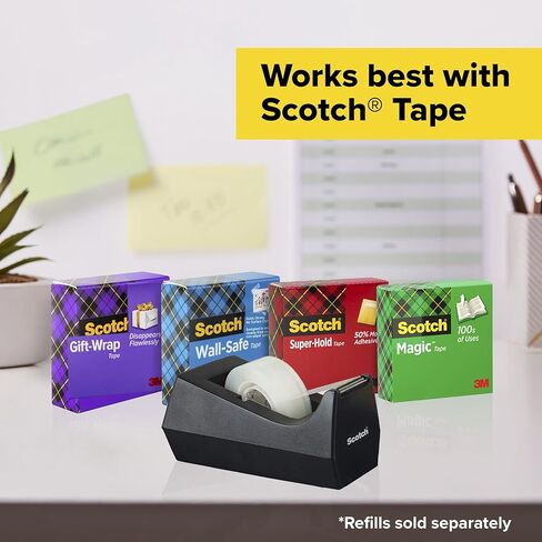 MMM C Desktop Tape Dispenser, 1" Core, Weighted Non-Skid Base, Black in Saudi Arabia