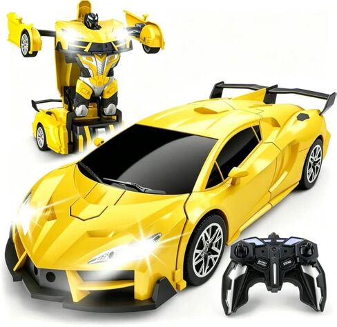 Transform Remote Control Car, RC Cars for Boys Age 3-5 6-8, One-Button Transform Toy Cars, 2.4GHz, 360° Spin, 1:18 Scale, Flashing Headlight,3-8 Year Old Grandkids Christmas Birthday Gifts in Kuwait