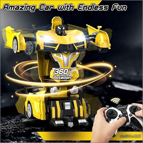 Transform Remote Control Car, RC Cars for Boys Age 3-5 6-8, One-Button Transform Toy Cars, 2.4GHz, 360° Spin, 1:18 Scale, Flashing Headlight,3-8 Year Old Grandkids Christmas Birthday Gifts in Kuwait