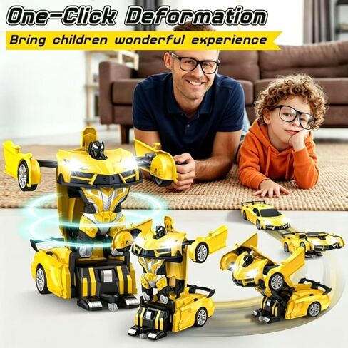 Transform Remote Control Car, RC Cars for Boys Age 3-5 6-8, One-Button Transform Toy Cars, 2.4GHz, 360° Spin, 1:18 Scale, Flashing Headlight,3-8 Year Old Grandkids Christmas Birthday Gifts in Kuwait