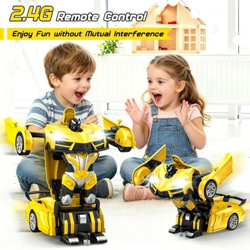 Transform Remote Control Car, RC Cars for Boys Age 3-5 6-8, One-Button Transform Toy Cars, 2.4GHz, 360° Spin, 1:18 Scale, Flashing Headlight,3-8 Year Old Grandkids Christmas Birthday Gifts in Kuwait