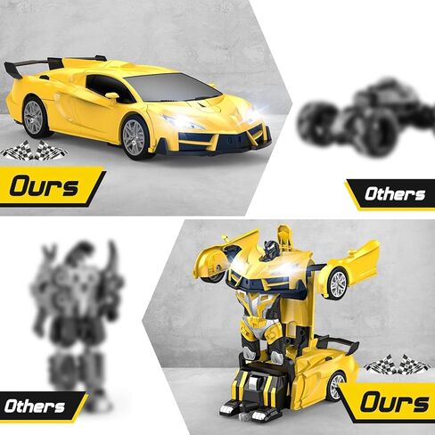 Transform Remote Control Car, RC Cars for Boys Age 3-5 6-8, One-Button Transform Toy Cars, 2.4GHz, 360° Spin, 1:18 Scale, Flashing Headlight,3-8 Year Old Grandkids Christmas Birthday Gifts in Kuwait