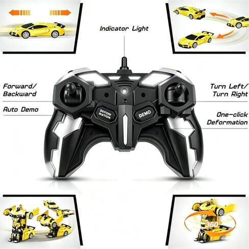 Transform Remote Control Car, RC Cars for Boys Age 3-5 6-8, One-Button Transform Toy Cars, 2.4GHz, 360° Spin, 1:18 Scale, Flashing Headlight,3-8 Year Old Grandkids Christmas Birthday Gifts in Kuwait