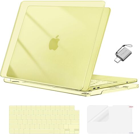 غطاء MOSISO متوافق مع حافظة MacBook Neo مقاس 13 بوصة إصدار 2026 موديل A3404، غطاء صلب واقٍ رفيع للغاية مقاوم للخدش والتشقق وغطاء لوحة مفاتيح من مادة TPU وفيلم شاشة ونوع C، أحمر خدود كريستالي in Kuwait