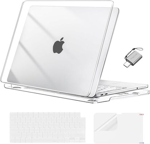 غطاء MOSISO متوافق مع حافظة MacBook Neo مقاس 13 بوصة إصدار 2026 موديل A3404، غطاء صلب واقٍ رفيع للغاية مقاوم للخدش والتشقق وغطاء لوحة مفاتيح من مادة TPU وفيلم شاشة ونوع C، أحمر خدود كريستالي in Kuwait