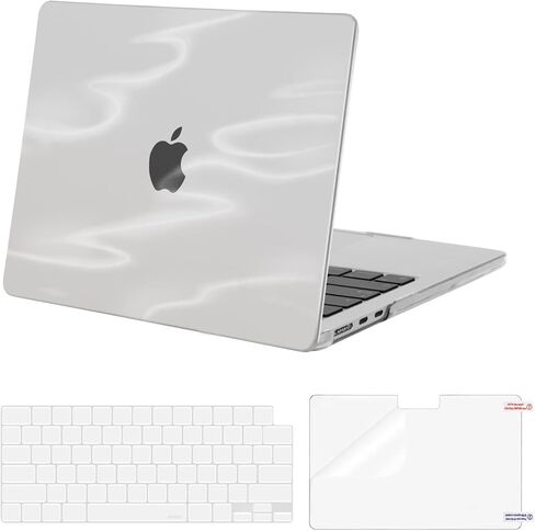 MOSISO Compatible with MacBook Air 13 inch Case M5 2026 M4 2025 M3 M2 2024-2022 A3449 A3240 A3113 A2681, Silky Wave Gloss Finish Hard Shell&Keyboard Cover&ScreenFilm for MacBook Air 13.6 Case, Clear in Kuwait