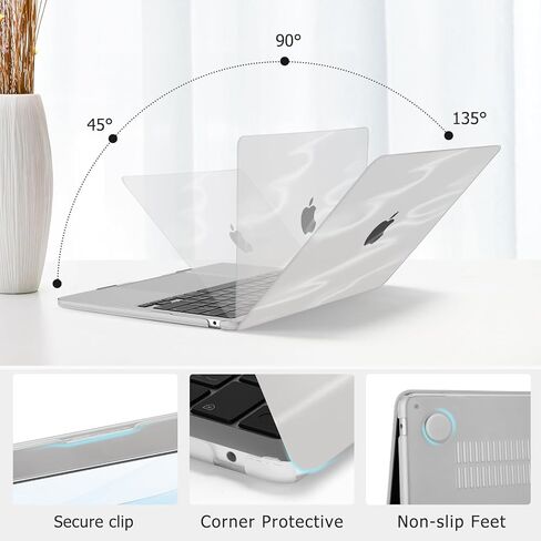 MOSISO Compatible with MacBook Air 13 inch Case M5 2026 M4 2025 M3 M2 2024-2022 A3449 A3240 A3113 A2681, Silky Wave Gloss Finish Hard Shell&Keyboard Cover&ScreenFilm for MacBook Air 13.6 Case, Clear in Kuwait