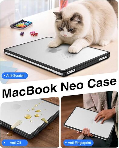 Fintie Case for MacBook Neo 13 inch (2026 Release, Model A3404) - Clear Matte Hard Shell with TPU Soft Bumper, Slim Shockproof Matte MacBook Neo Cover for Work Travel Study Daily Use (Black) in Saudi Arabia