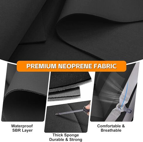 Truck Seat Cover Compatible with 1995-2000 Chevy Silverado, Tahoe, Suburban, and GMC Sierra, Yukon, Yukon XL, Neoprene Front 60/40 Split Seat with Opening Center Console, Black and Charcoal in Kuwait
