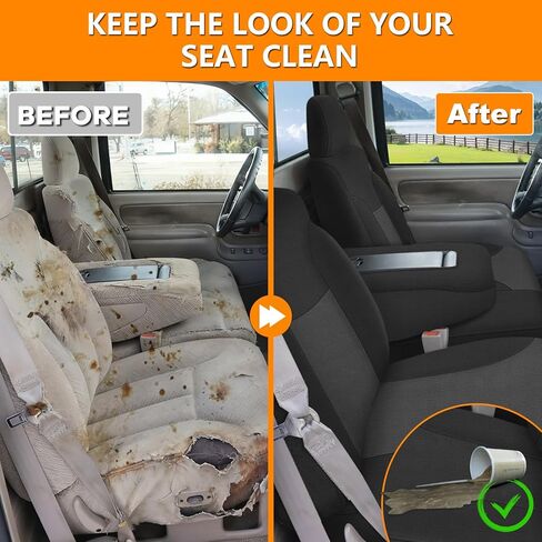 Truck Seat Cover Compatible with 1995-2000 Chevy Silverado, Tahoe, Suburban, and GMC Sierra, Yukon, Yukon XL, Neoprene Front 60/40 Split Seat with Opening Center Console, Black and Charcoal in Kuwait
