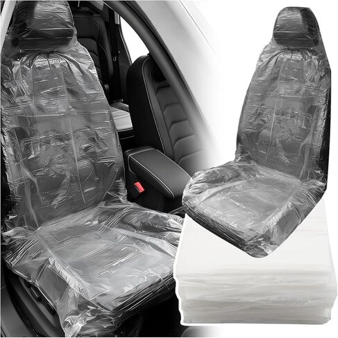 25PCS Disposable Car Seat Covers,Transparent Plastic Seat Covers for Cars Protect Seats from Dirt & Oil,Universal Disposable Automotive Seats Cover for Repair/Maintenance in Saudi Arabia