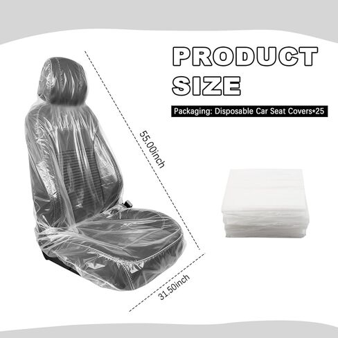25PCS Disposable Car Seat Covers,Transparent Plastic Seat Covers for Cars Protect Seats from Dirt & Oil,Universal Disposable Automotive Seats Cover for Repair/Maintenance in Saudi Arabia