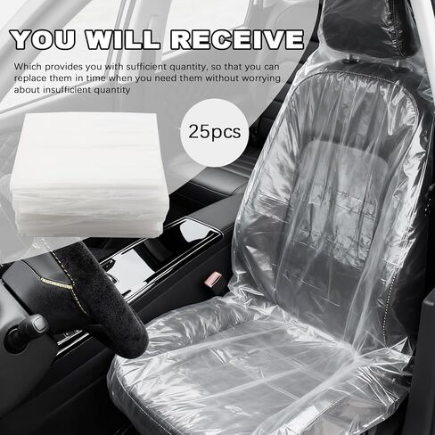 25PCS Disposable Car Seat Covers,Transparent Plastic Seat Covers for Cars Protect Seats from Dirt & Oil,Universal Disposable Automotive Seats Cover for Repair/Maintenance in Saudi Arabia