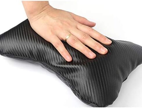2Pcs Leather Carbon Fiber Leather Sport Car Seat Scat Pack Bee Neck Rest Pillow Foam Headrest Travel Cushion Travel Sleeping Cushion for Challenger Charger in Saudi Arabia