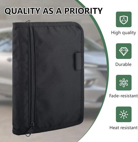 Car Registration and Insurance Holder,Glove Box Compartment Organizer,Zipped Design Owner Manual Case,Multi-Pocket Paperwork Glove Bag,Soft Document Organizer for Car Insurance License Cards Driver in Saudi Arabia