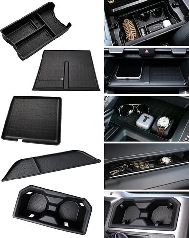 5PCS Center Console Organizer Set for 2026 Toyota RAV4, RAV4 Interior Accessories, Armrest Storage Box, Wireless Charging Protective Mat, Cup Holder Insert, Console and Passenger Liners in Saudi Arabia