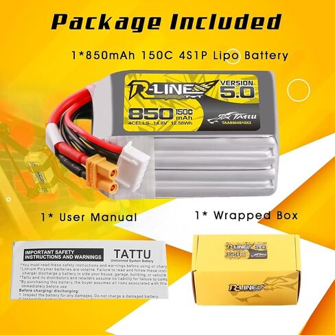 Buddy RC TATTU R-Line الإصدار 5.0 4S بطارية ليبو 14.8 فولت 150C 850 مللي أمبير بطارية ليبو مع قابس XT30U-F in Kuwait