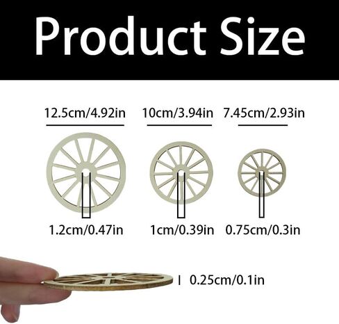 12pcs Unfinished Wood Wheels for Crafts, 3 Sizes Wooden Wagon Wheel Slices for DIY Painting, Holiday Decor, Train & Car Model Projects in Kuwait