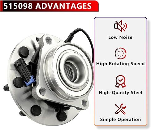 515098 Front Wheel Hub Bearing Assembly for 2007-2010 Chevy Silverado 2500/3500 HD, for GMC Sierra 3500/2500 HD, for 2008-2009 Hummer H2, Wheel Bearing Front Wheel Hub 8 Lugs W/ABS in Kuwait