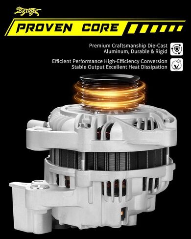 Oktiger 1.8L Alternator Compatible with Honda Civic 2006 2007 2008 2009 2010 2011 Ex Lx Dx Gx Ex-l, 1.8L L4 12V 80A Clockwise 7-Groove Pulley, Replacement Upgraded Alternators, OE 31100-RNA-A01 11176 | Precision CNC castings + die-cast aluminum housing, P in Kuwait