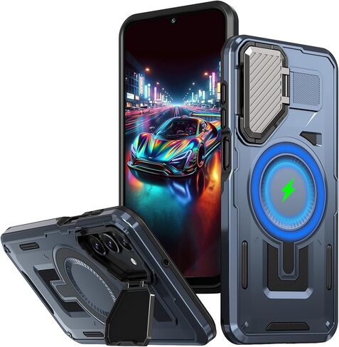 Ysnzaq Military-Grade Rugged Case for Samsung Galaxy S24 Plus/Galaxy S25 Plus, Heavy Duty Shockproof Protection Case with Camera Cover Kickstand for Samsung Galaxy S24+ Plus (Not S24) CFSD Black in Saudi Arabia