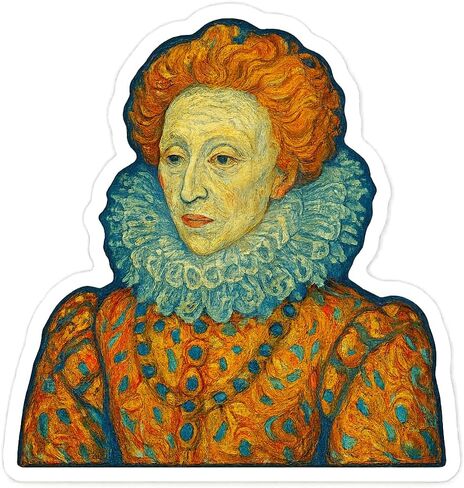 (3 Pack) Elizabeth I Post-Impressionist Gogh Style Sticker (3" x 3.25") in Kuwait